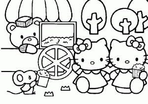 dibujos para colorear con Hello Kitty y sus juguetes