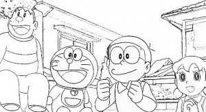 dibujos para colorear de Doraemon y sus amigos