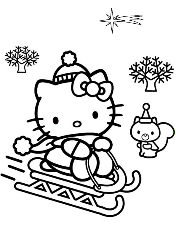 Dibujo colorear Hello Kitty en navidad 11